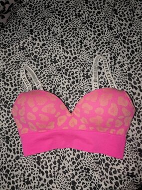 Victoria's Secret Hot Pink and Peach Leopard Wireless Bra